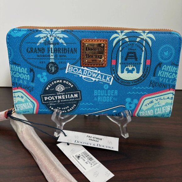 Dooney & Bourke Handbags - Dooney & Bourke Disney Vacation Blue Large Zippered Club Wristlet Wallet NWT